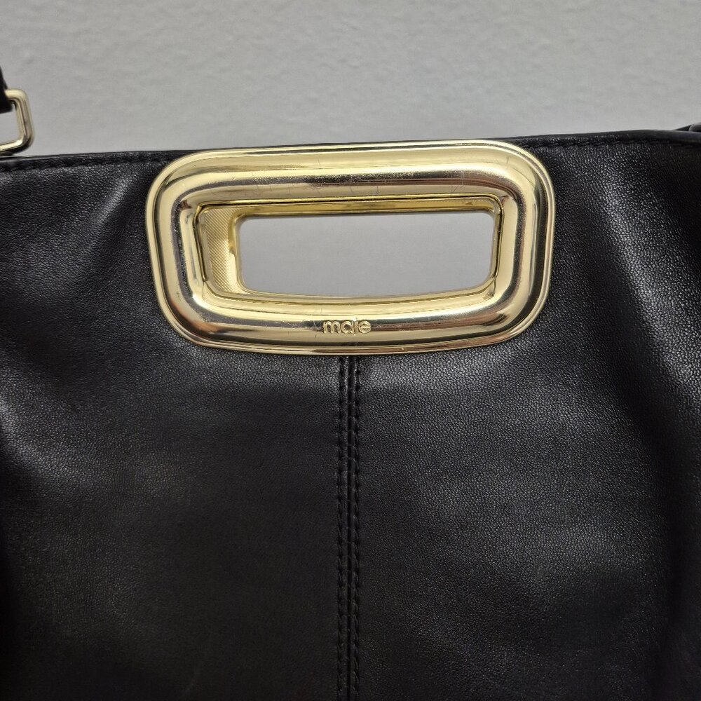 Maje Paris Structured Leather Handbag – Black – Gold Handle – Crossbody/Shoulder - Picture 3 of 6